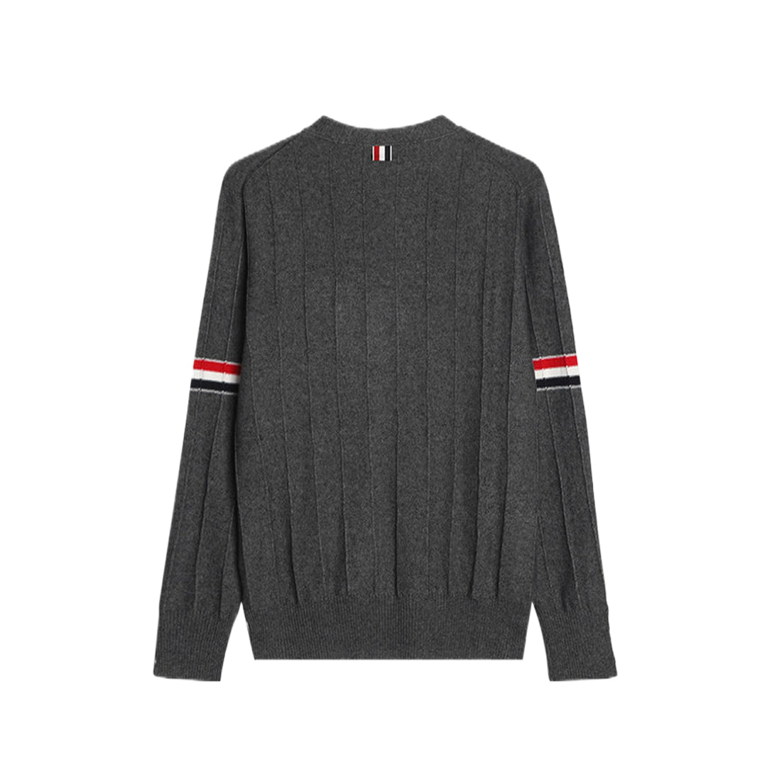 Thom Browne Premium Zip-Up Hooded Knit Sweater Coat