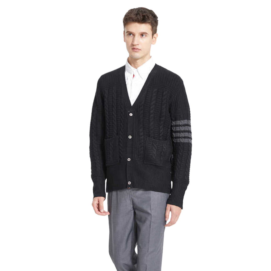 Thom Browne 2025 Spring Summer Slim Fit V-Neck Cardigan Sweater