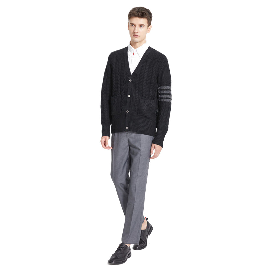 Thom Browne 2025 Spring Summer Slim Fit V-Neck Cardigan Sweater