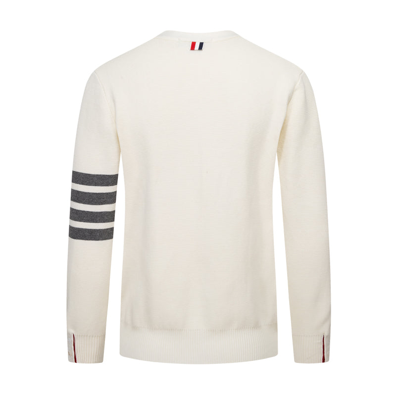 Classic Four-Bar Stripe Cardigan - Japanese Cotton Knit