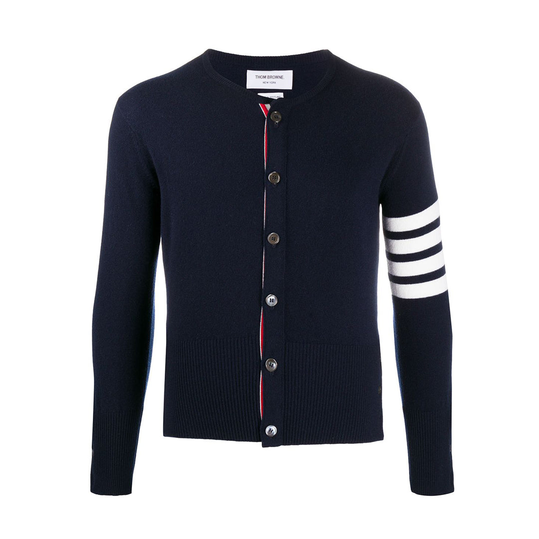 Thom Browne Classic Round Neck Cotton Cardigan