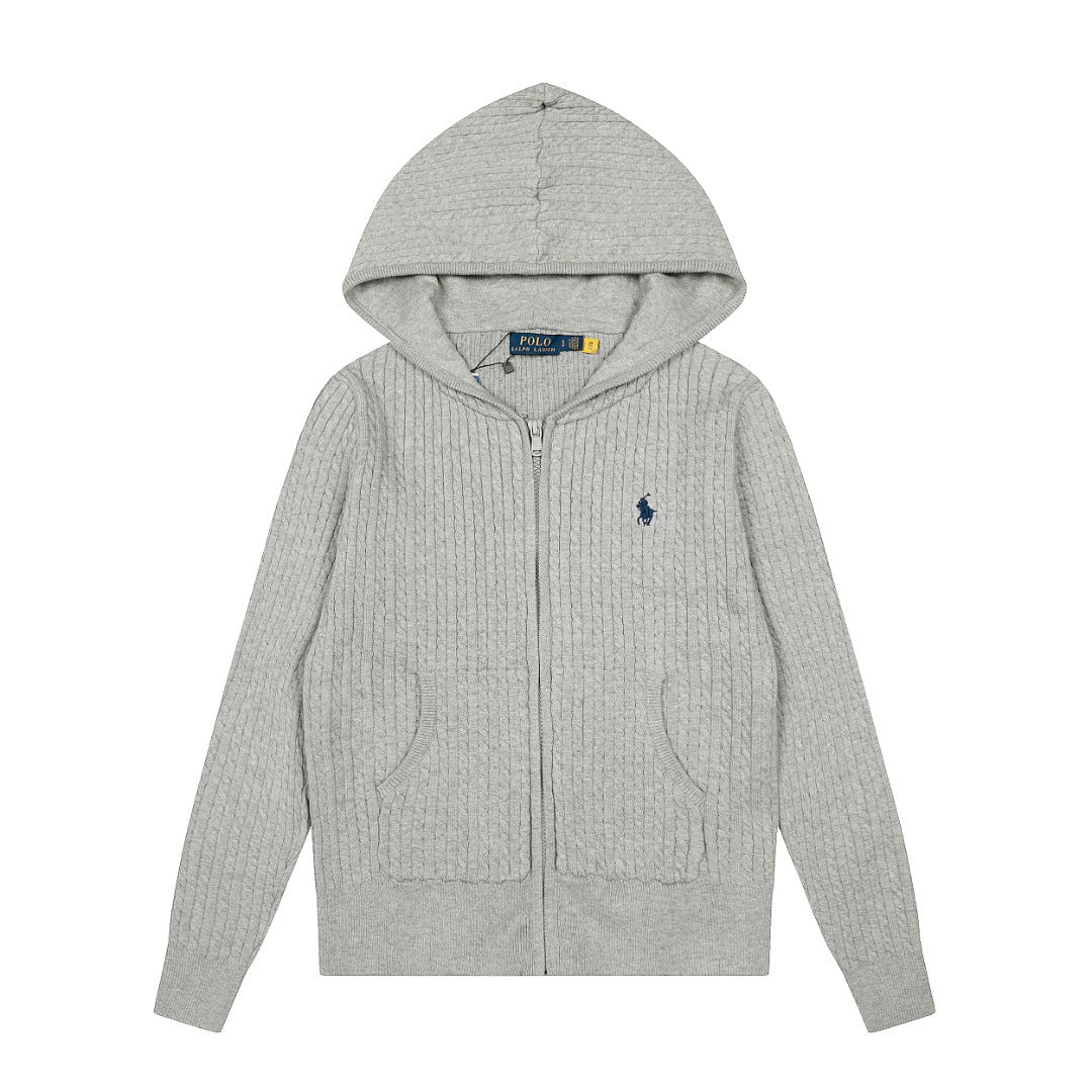 Ralph Lauren Women's Cable Knit Cotton Hoodie Jacket