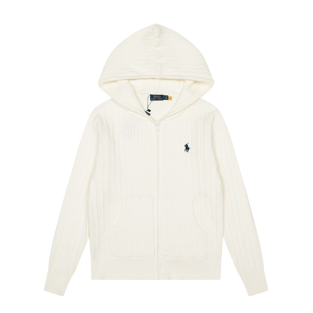 Ralph Lauren Women's Cable Knit Cotton Hoodie Jacket