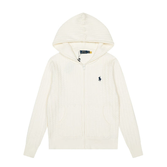 Ralph Lauren Women's Cable Knit Cotton Hoodie Jacket