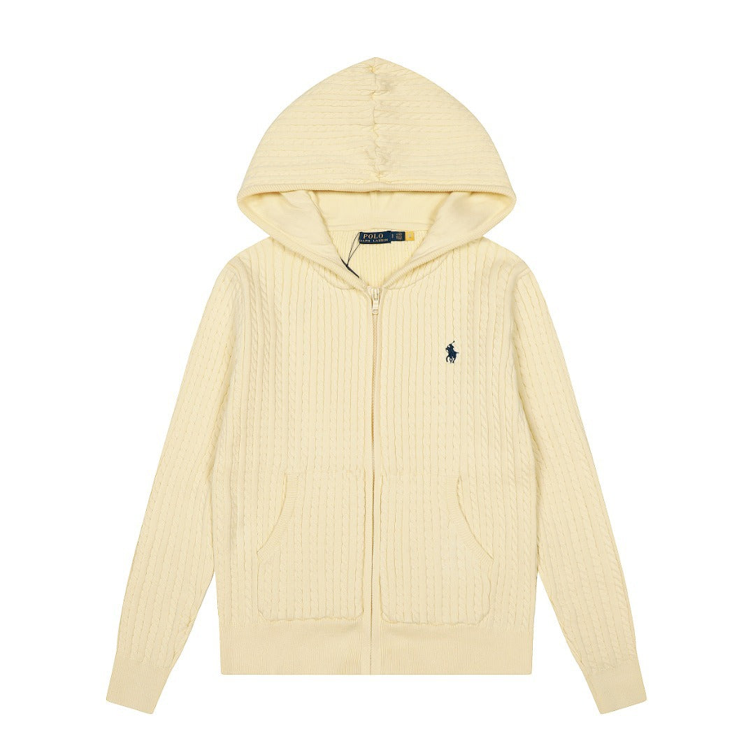 Ralph Lauren Women's Cable Knit Cotton Hoodie Jacket