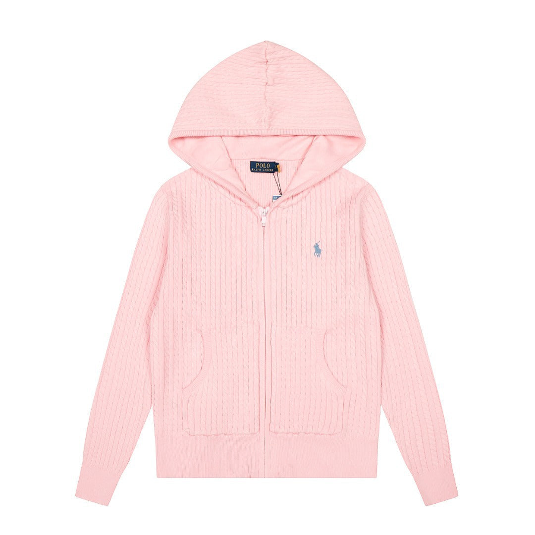 Ralph Lauren Women's Cable Knit Cotton Hoodie Jacket