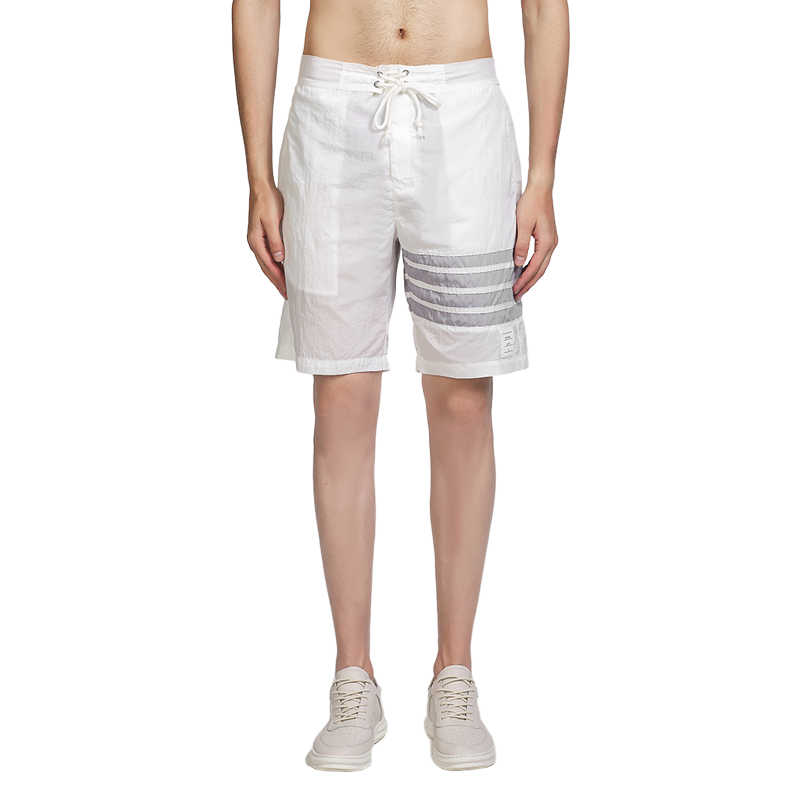 Thom Browne Four-Bar Diagonal Striped Beach Swimming Trunks