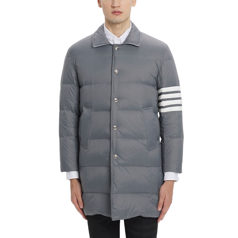 Thom Browne Classic 4-Strip Lapel Midi Down Jacket