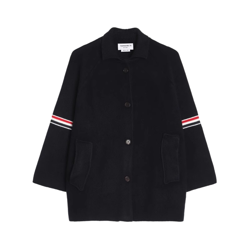 Thom Browne Unisex wool coat with webbing sleeves