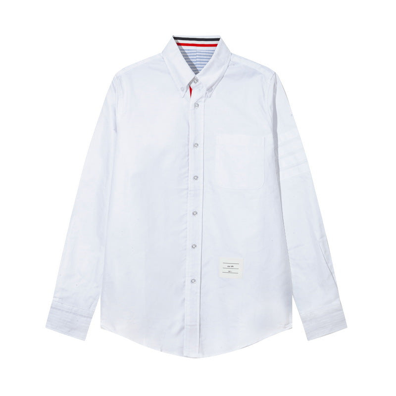 Thom Browne Men's Four-Stripe Inner Placket Shirt