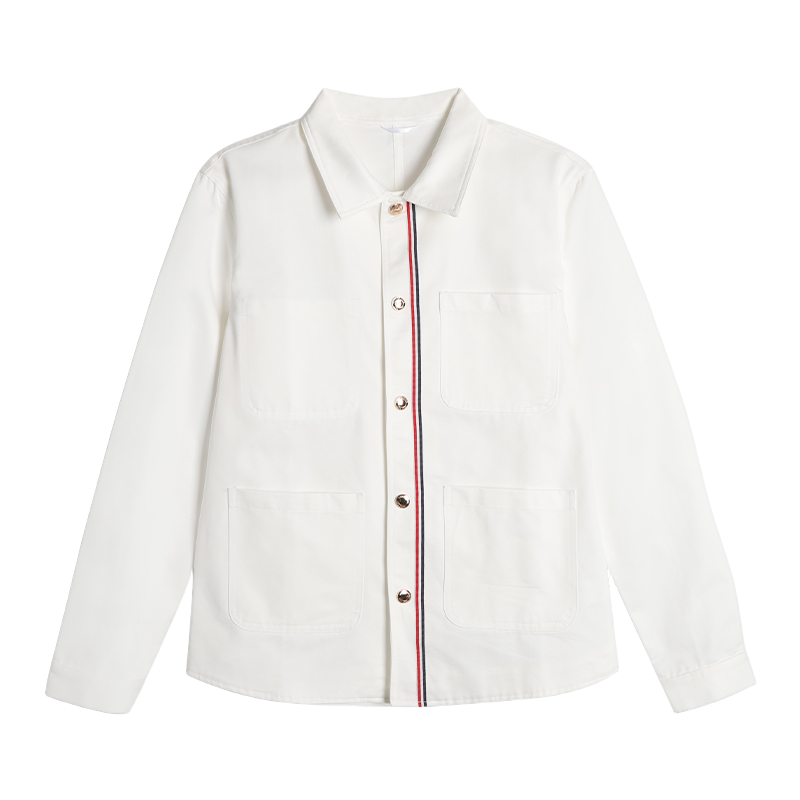 Thom Browne Men's gold button outer placket coat