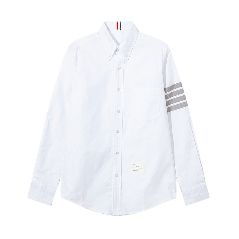 Thom Browne Spring Summer Men's Four-Bar Collar Mid-Ribbon Shirt