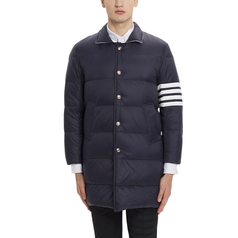 Thom Browne Classic 4-Strip Lapel Midi Down Jacket