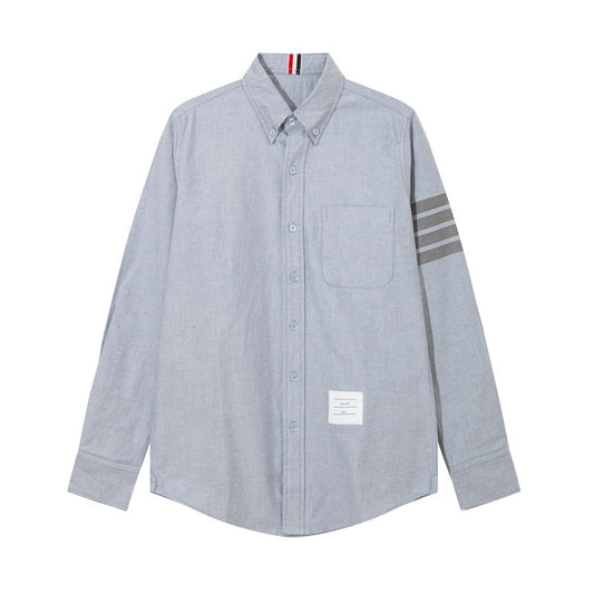 Thom Browne Spring Summer Men's Four-Bar Collar Mid-Ribbon Shirt