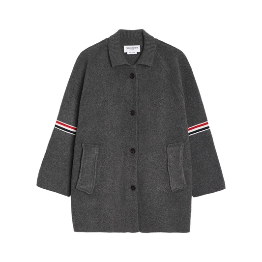 Thom Browne Unisex wool coat with webbing sleeves