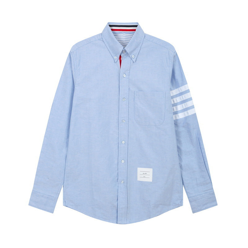 Thom Browne Men's Four-Stripe Inner Placket Shirt
