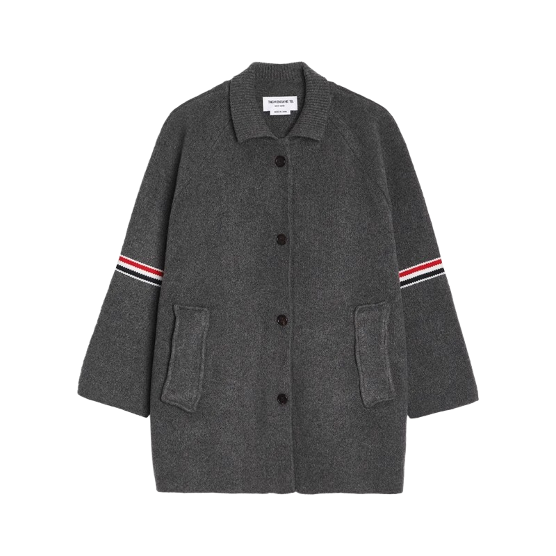 Thom Browne Unisex wool coat with webbing sleeves