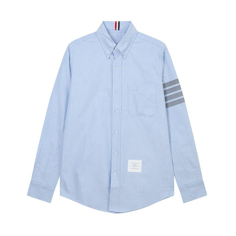 Thom Browne Spring Summer Men's Four-Bar Collar Mid-Ribbon Shirt