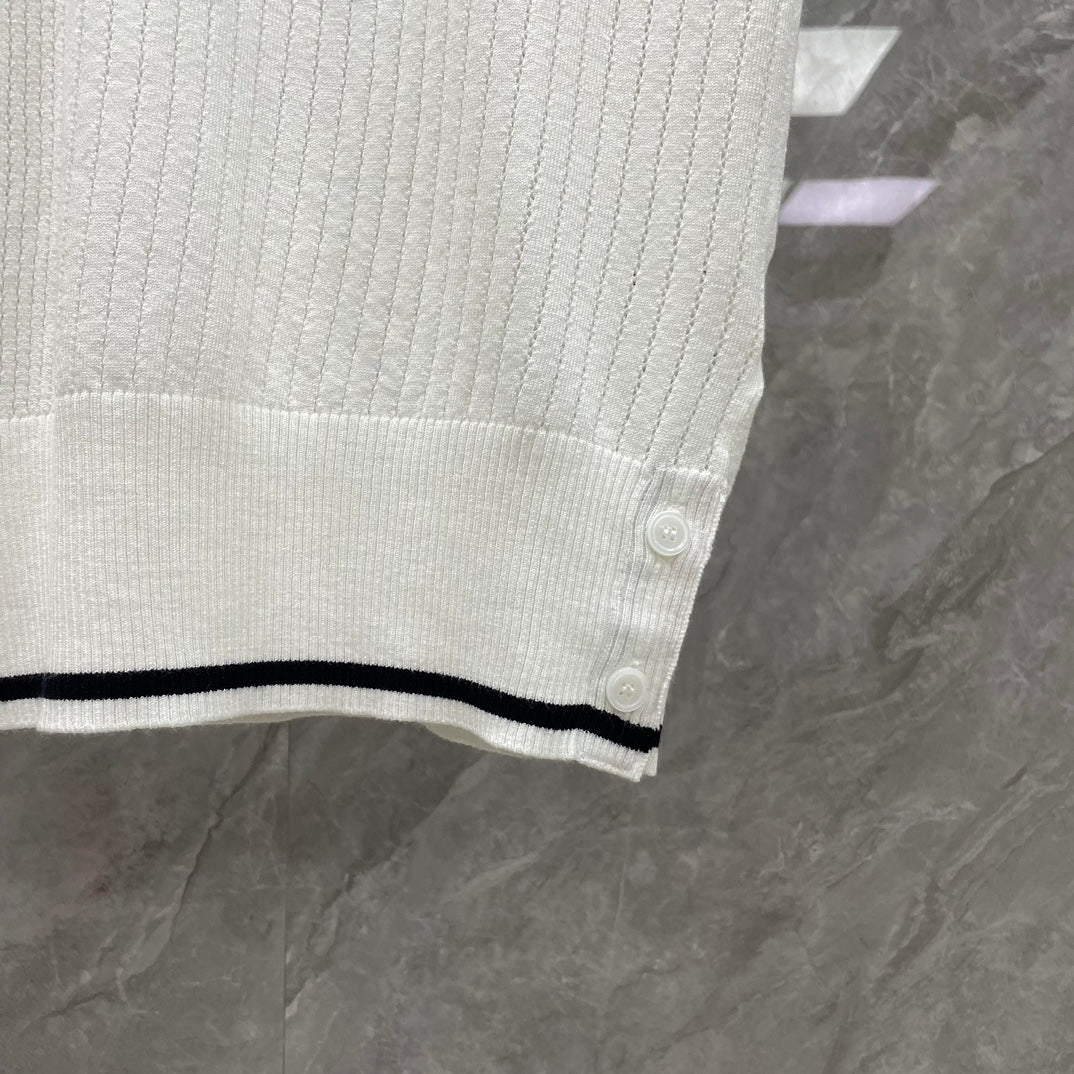 Four-Bar Knitted Polo Shirt