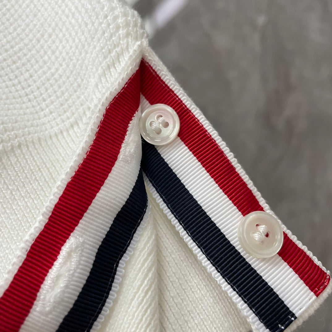 Thom Browne Triangle Embroidered Cotton Crew Neck T-Shirt