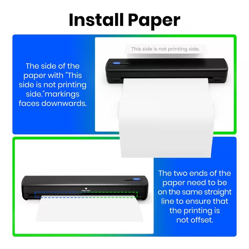 portable printer wireless travel thermal printer inkless